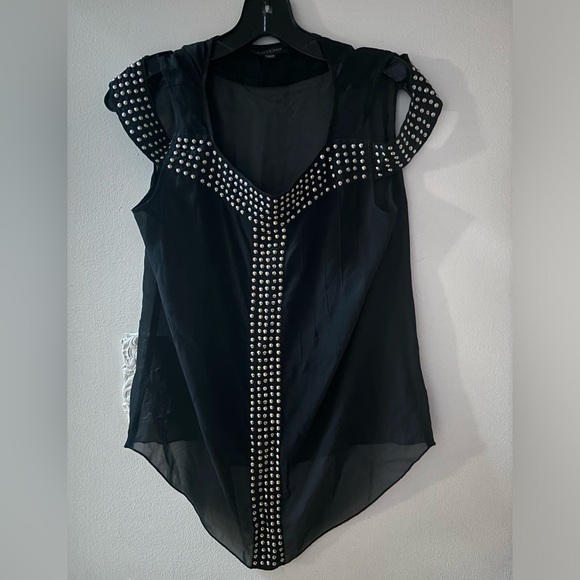 Rare Vintage Silk Studded Vintage Sheer Bebe Top - Picture 4 of 7